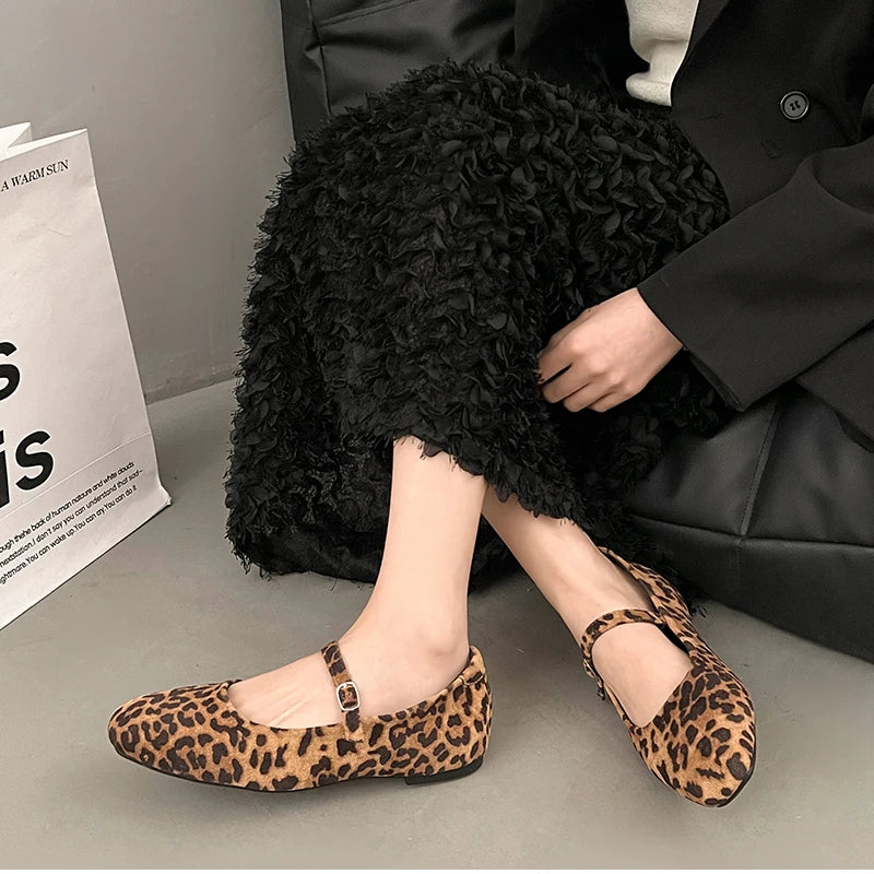 Leopard Print Women Loafers Flats Fashion Shallow Shoes 2026 Spring Ladies Elegant Soft Sole Mary Jane Shoes
