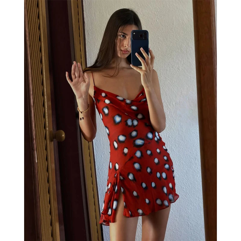 Retro Polka Dot Sling Maxi Dress Woman Sexy U-neck Sleeveless Waist-cinching Bodycon Dresses 2026 Summer Party Vacation Robes