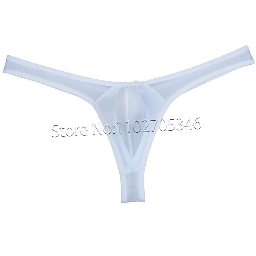 Men's Thong Underwear Contour Pouch Tangas Elastic Male Bikini Briefs Lingerie Comfortable Sissy Panties Silky Underwear Beach