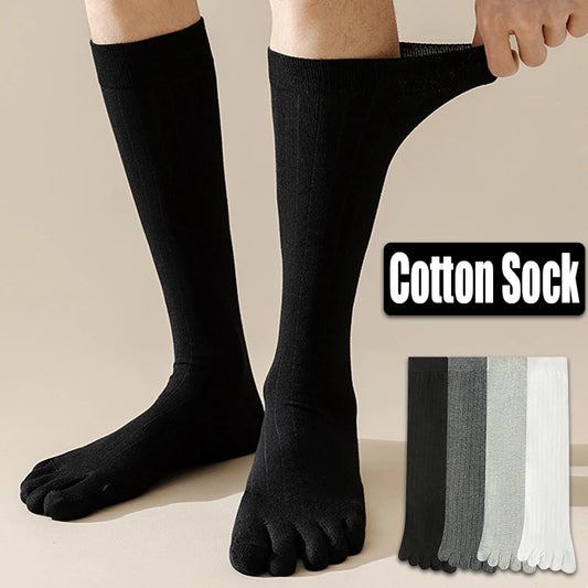 Men's Cotton Sweat Absorption Split-toe Knee-high Socks Breathable High Quality Soft Male Sock Comfortable Fashion Casual Sox