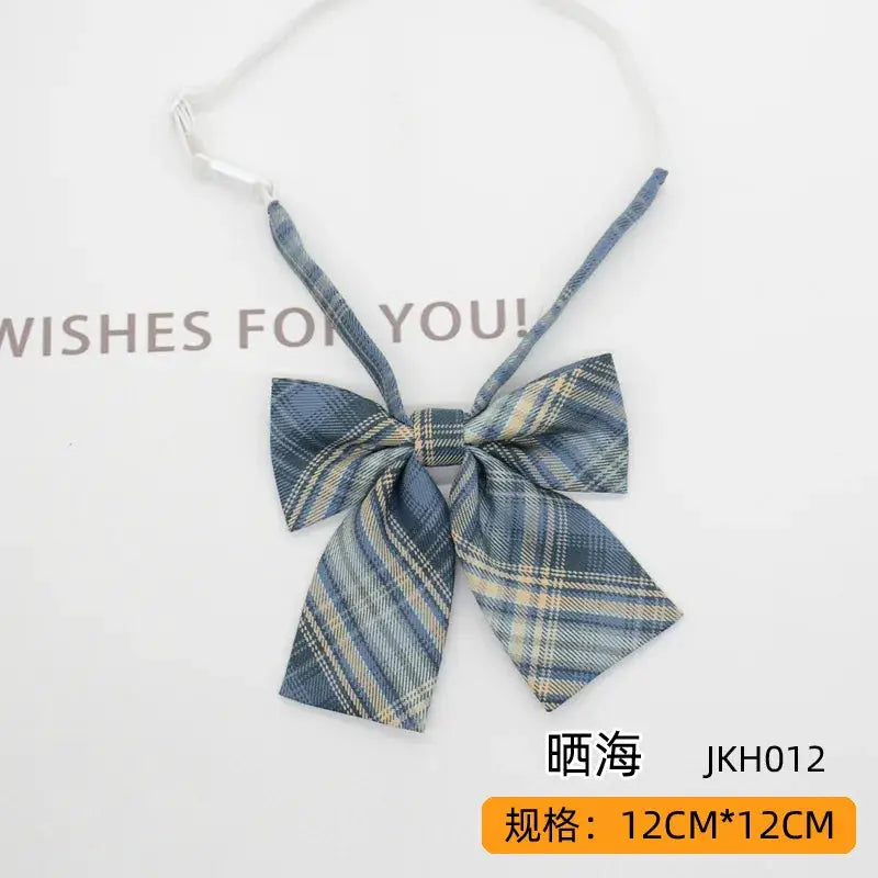 Trendy JK Ties Bowtie Women College Student Collar Neckwear Daily Shirt Accessories Cotton Plaid Bowknot Lolita Girls Lazy-tie BAZAARHUBO