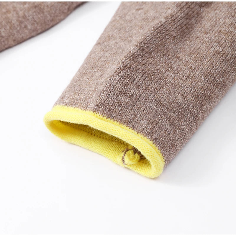 Fashion Contrasting Knitted Cardigan for Women Elegant Long Sleeve Pockets Zipper Sweater 2026 Spring Street Lady Chic Outwear