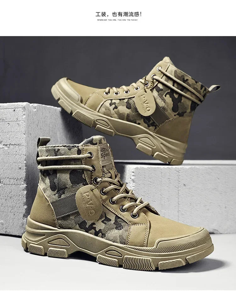 2024 New Men Military Tactical Men's Boots Special Force PU Leather Waterproof Desert Combat Ankle Boot Army Work Men Shoes EVA