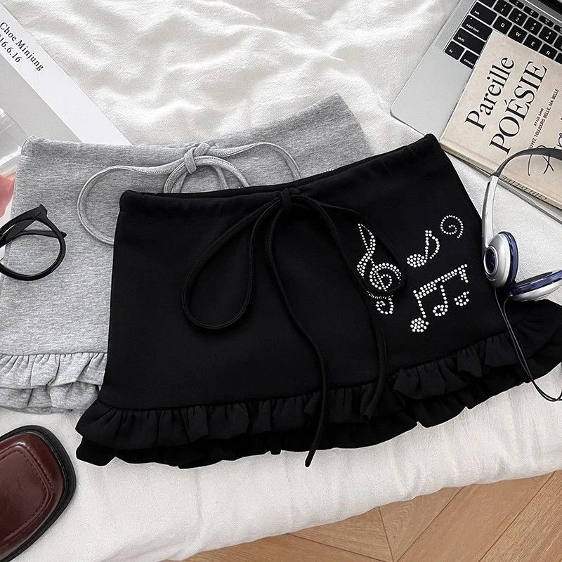 Summer American Vintage Casual Sweet Skirts Y2K Ruffle Sexy Spicy Girl Mini Skirts Fitted Chic Preppy Style Daily Female Clothes