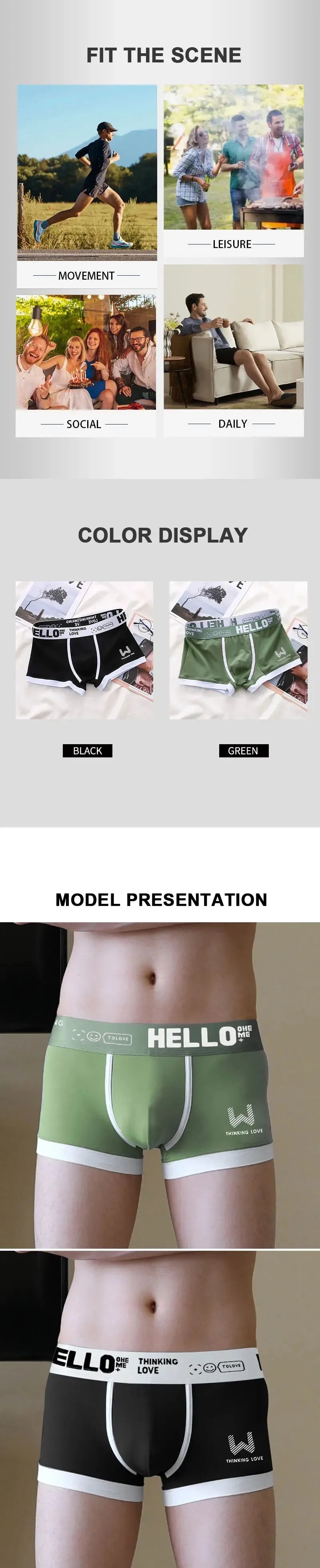 Men's Underwear Cotton Underwear Letter Waistband Comfortable Breathable Soft High Elasticity Boxer Fashion Casual Sports Shorts