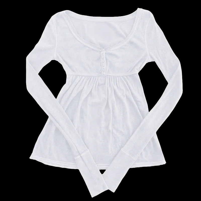 Women's knitted black T-shirt spring and autumn new long sleeve casual sexy fashion slim crop top versatile street wear y2k ropa