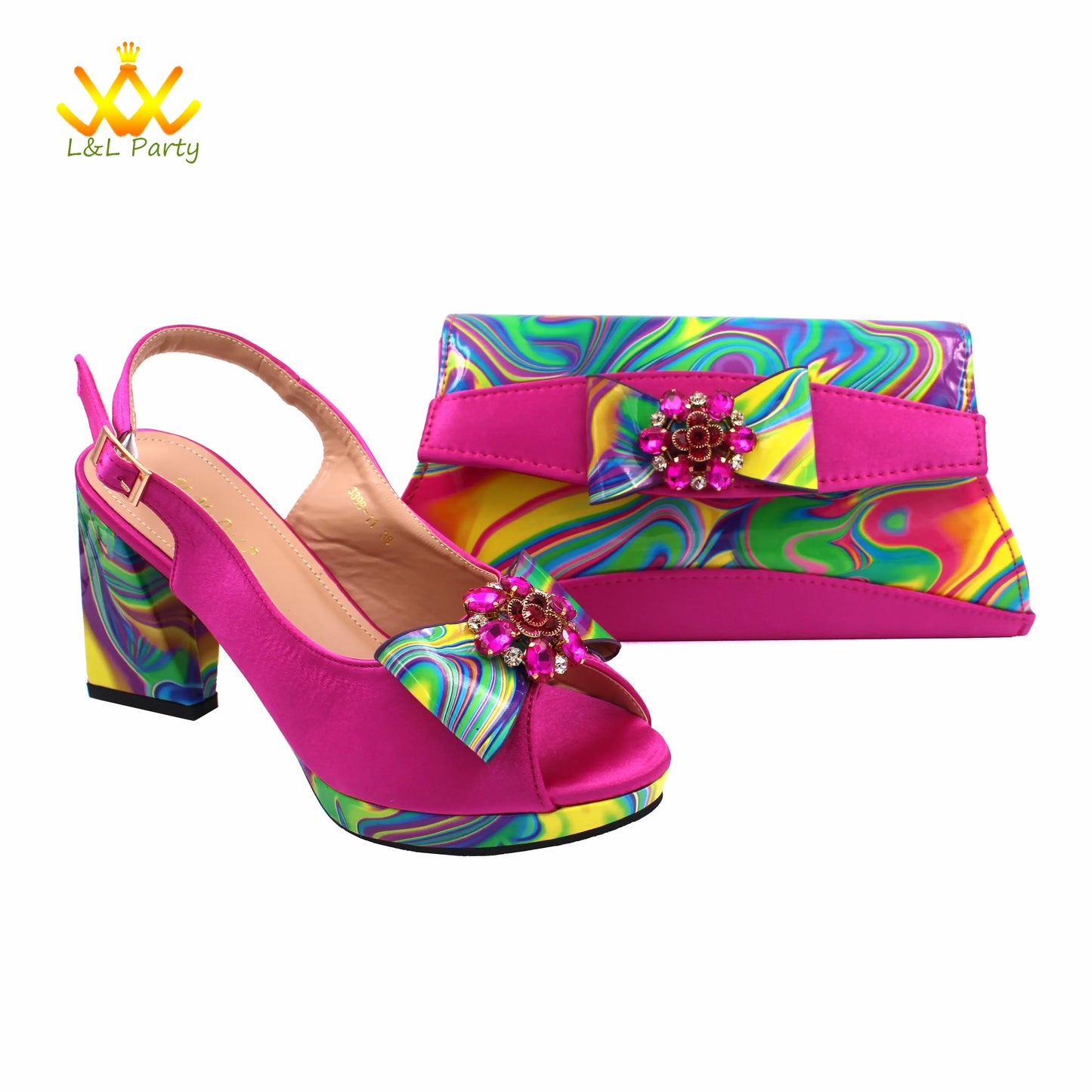 Coffee Color INS Hot Sale New Arrivals 2024 Italian Design Shoes Matching Bag Set Super High Heels Pumps for Garden Party