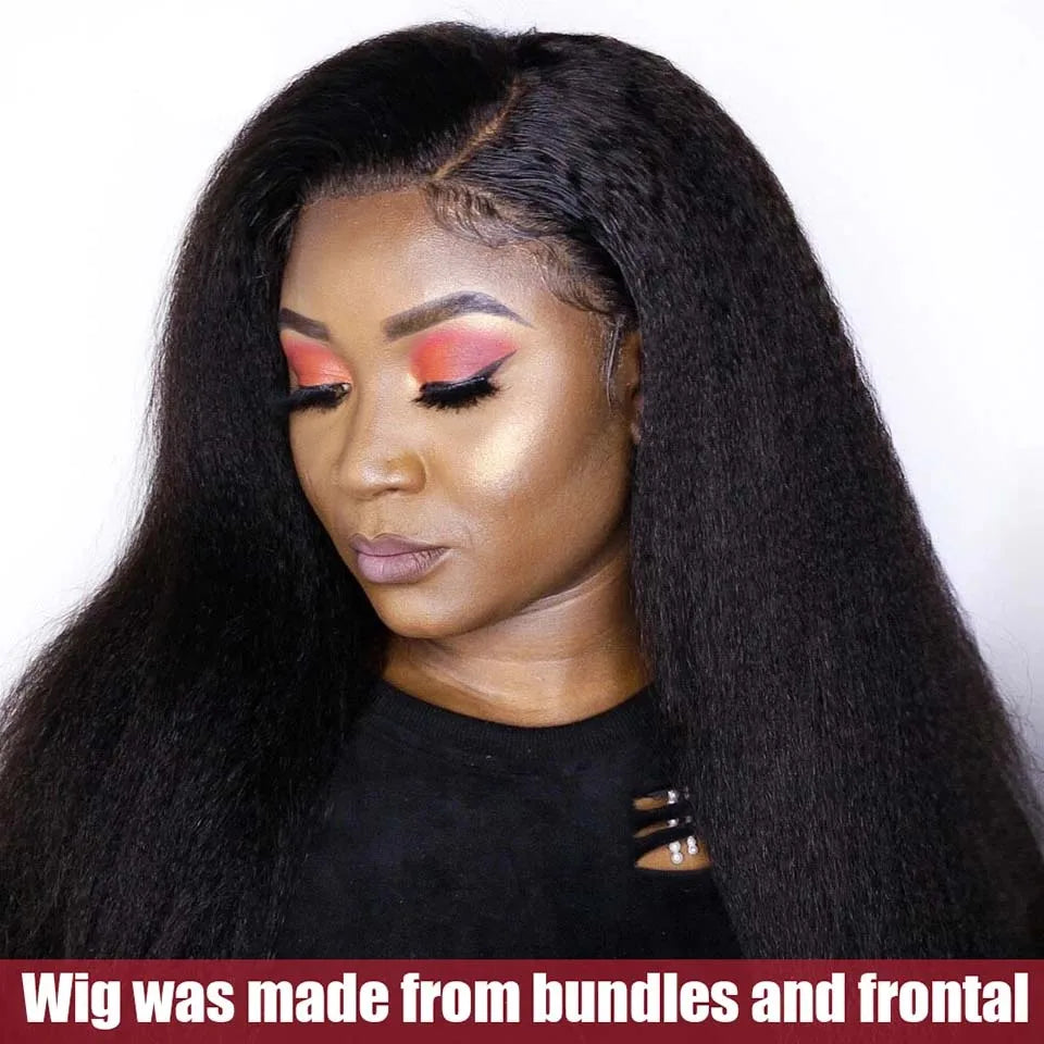 8-40 Kinky Straight Human Hair Bundles Coarse Yaki Weave Bundles Brazilian Raw Human Hair Extensions Sale for Women Double Weft