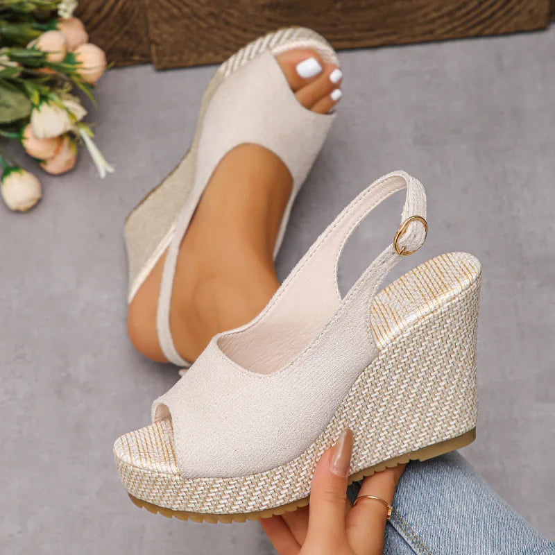 Summer new fashionable height-increasing and wear-resistant fish-mouth sandals and thick-soled Roman sandals