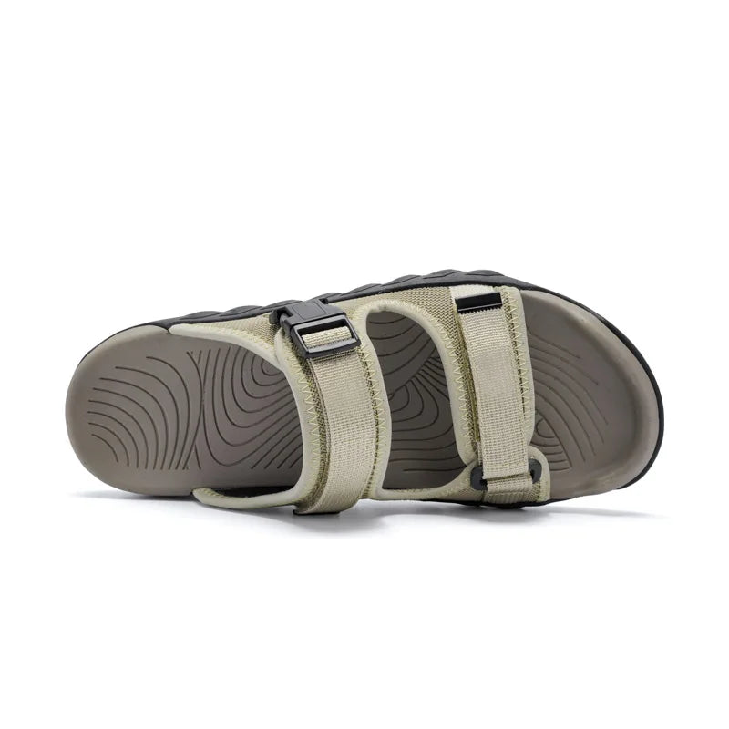 Summer Men Adjustable Outdoor Slippers Men Slides Anti Slip Slippers Black Khaki Green Comfortable Big Size 46 47