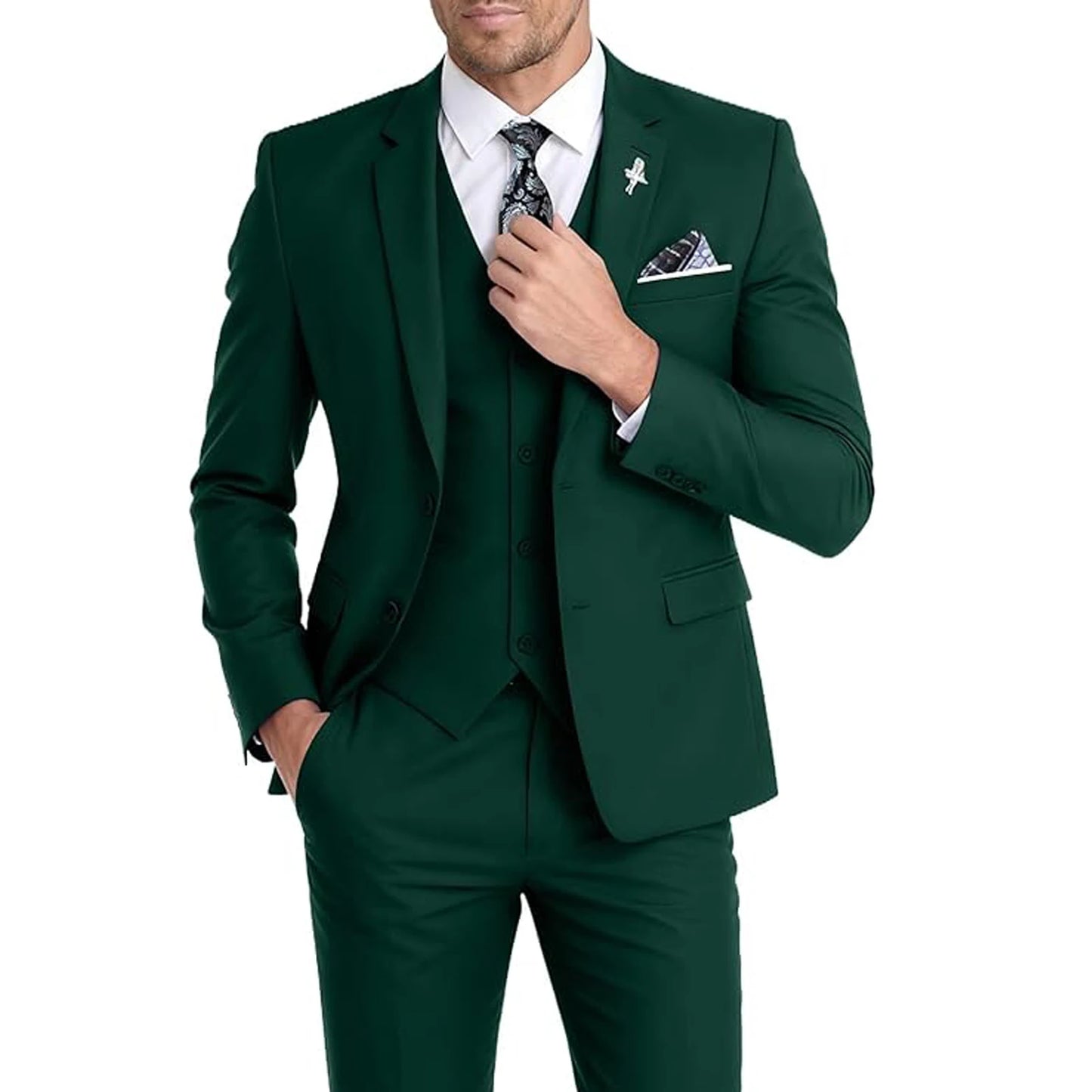 Men's Suit 3 Piece Set Blazer Vest Pants Slim Fit Formal Business Jacket Wedding Tuxedo for Groom Groomsman Business Banquet