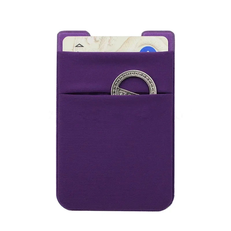 Women Men Fashion Elastic Cloth Cell Phone Card Holder Mobile Phone Wallet Case Credit ID Card Holder Adhesive Sticker Pocket