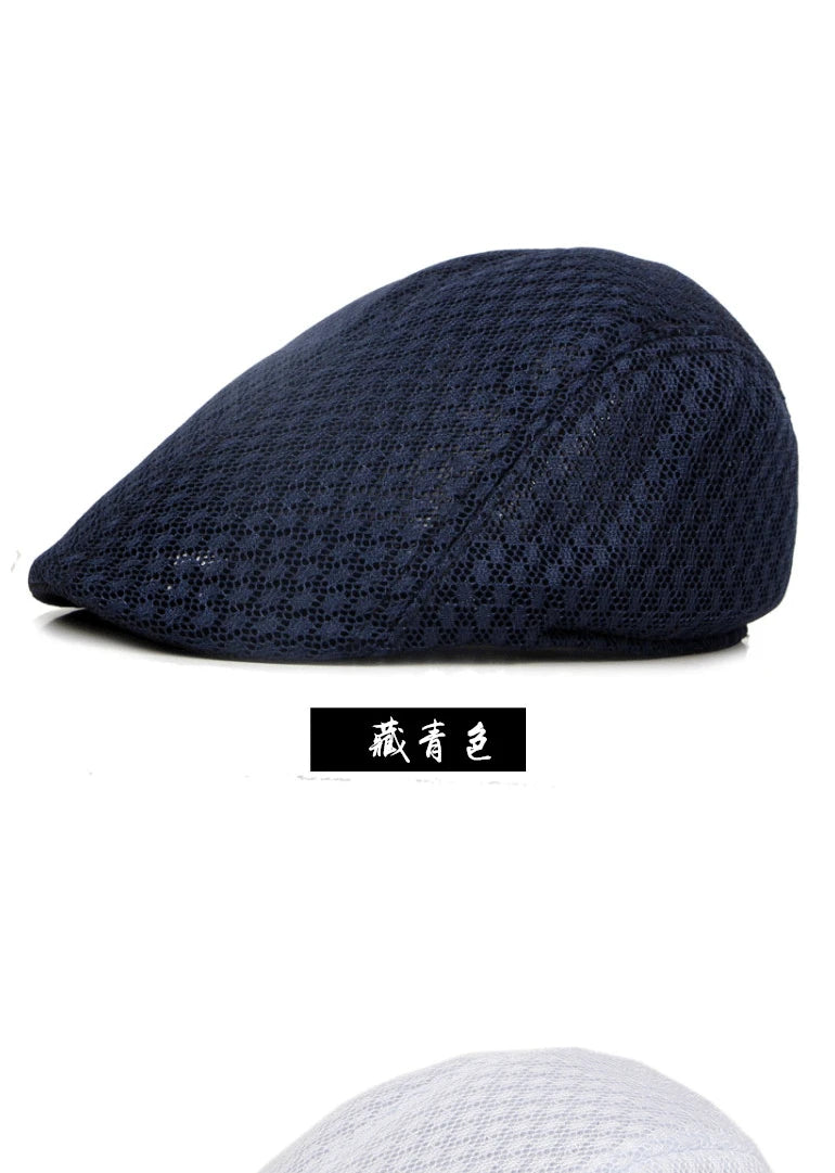 Big Head 58-61cm Summer Men Newsboy Breathable Cap Mesh Cabbie Golf Driving Sun Flat Beret Hats Caps Visors BAZAARHUBO