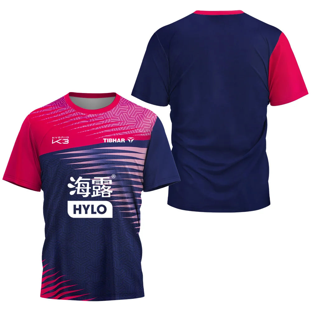 2024 Singapore Felix Lebrun League Clothing Men's Table Tennis T-Shirt Quick Drying Breathable Short Sleeve Men's Tennis T-Shirt