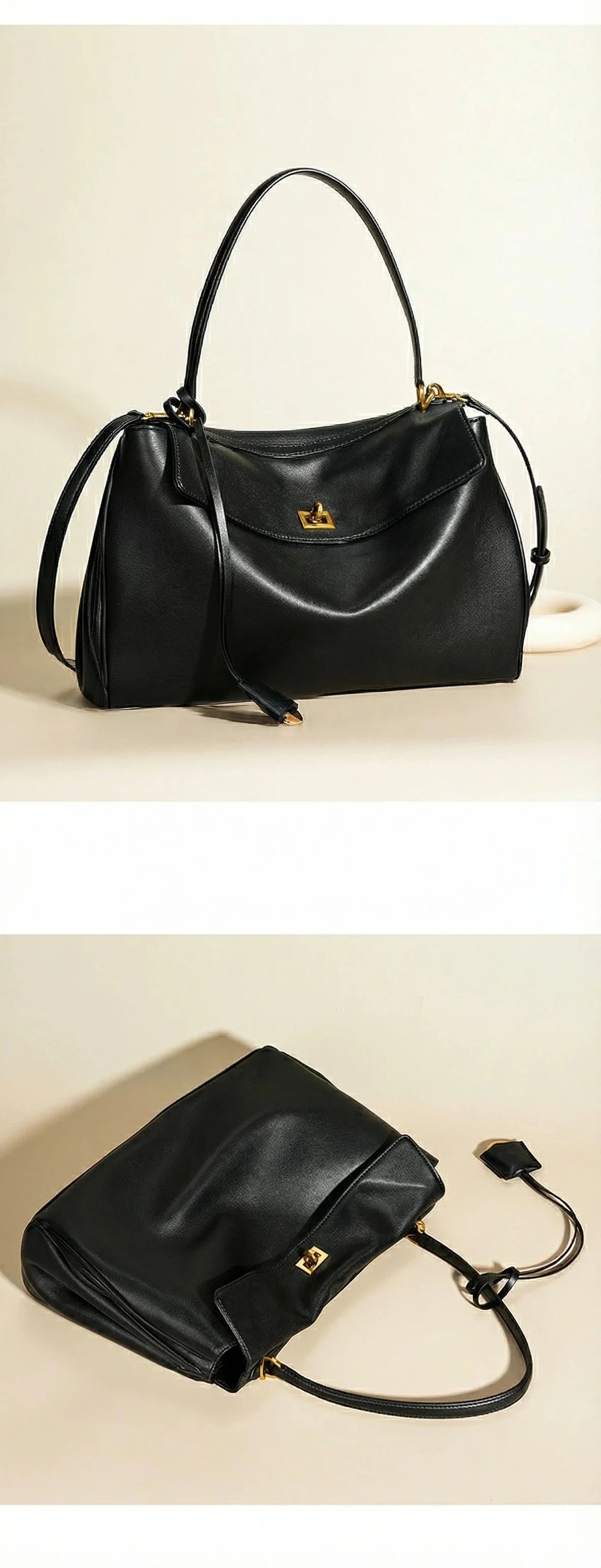2026 large Genuine leather shoulder bag armpit top layer cowhide large capacity women's commuting high-end tote bag