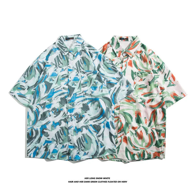 Men's Hawaiian Polyester Summer Short Sleeve Shirt Tropical Leaf 3D Pattern Printing Beach Male Shirts Casual Blouse For Men