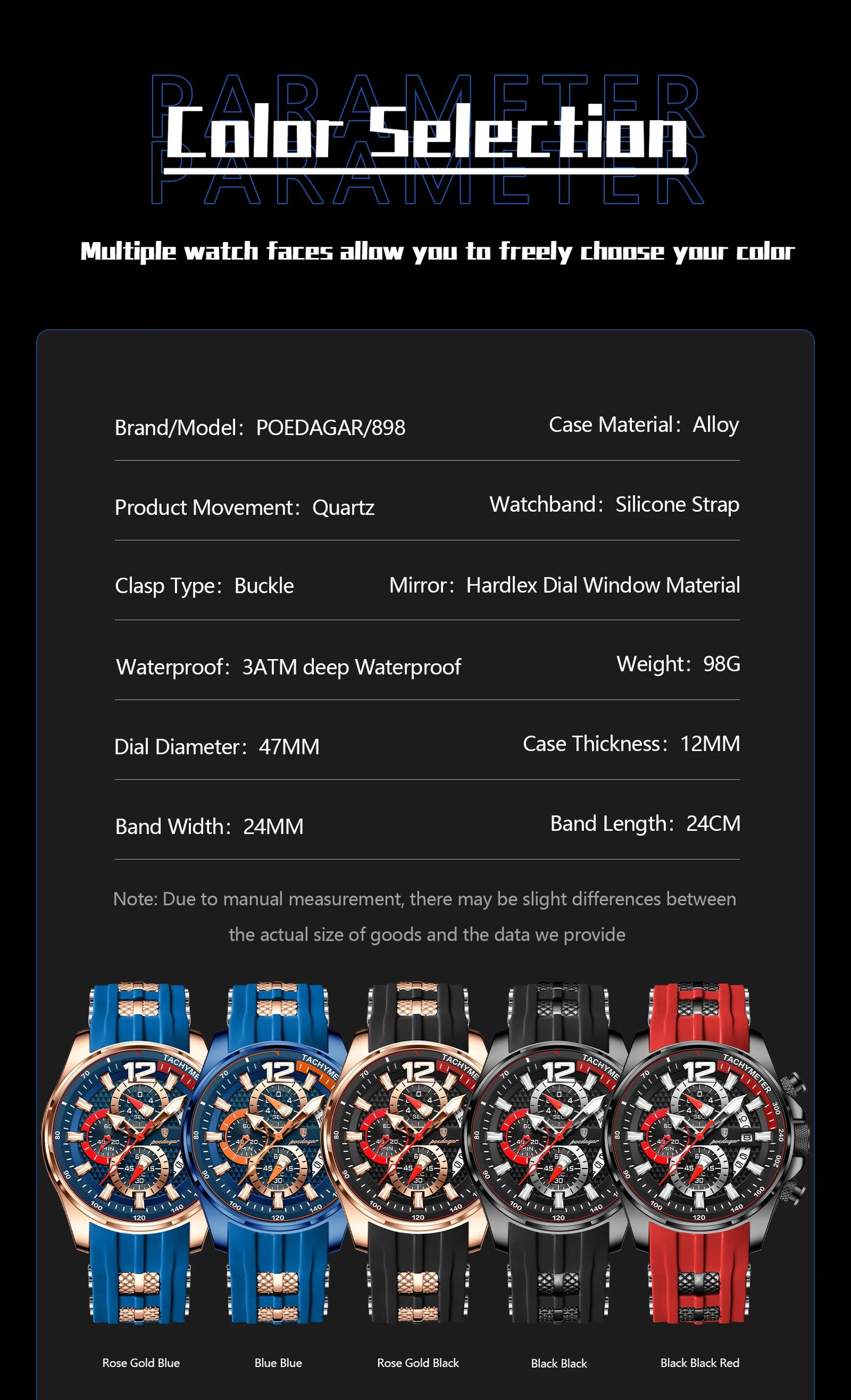 POEDAGAR Luxury Watch For Men Date Chronograph Luminous Waterproof Silicone Male Watch Fashion Sports Quartz Men's Watches Reloj