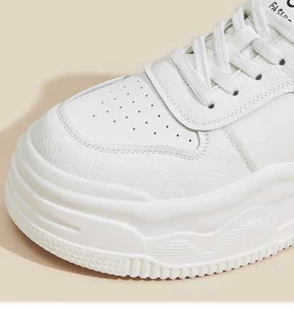 Fujin 8.5cm Genuine Leather Women Vulcanize Chunky Sneakers Women Summer Hidden High Heels Platform Wedge Summer Mesh Shoes
