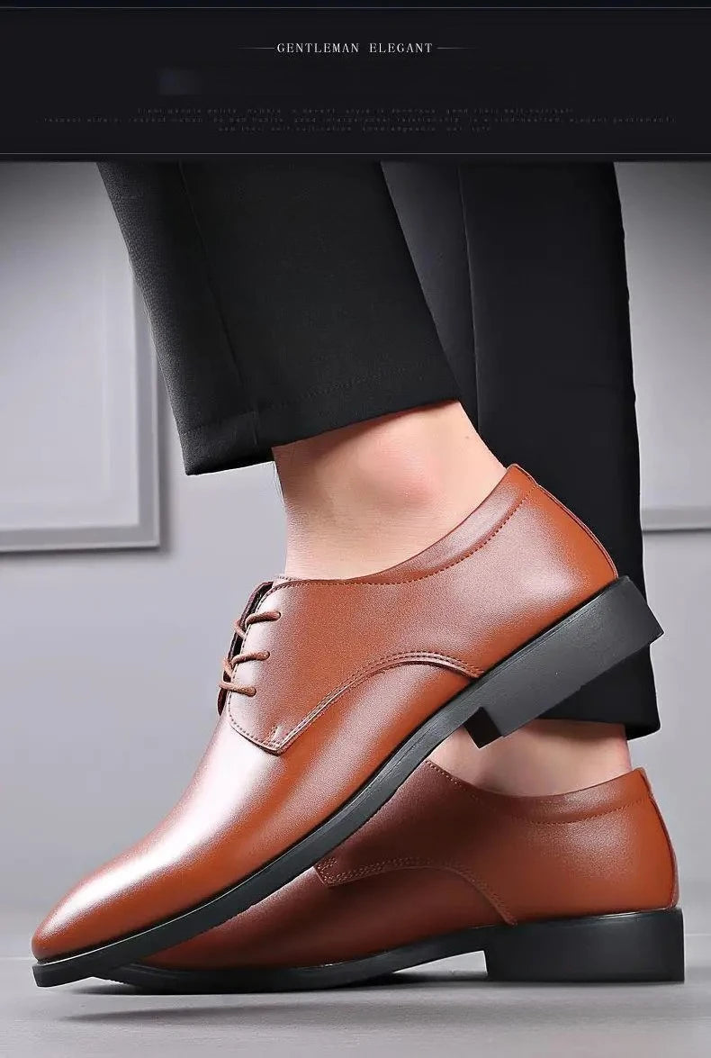 Fashionable Men's Leather Shoes Trendy Cowhide Men sneaker British Formal Men's Leather Shoes Soft Lace-up Leather Shoes for Men