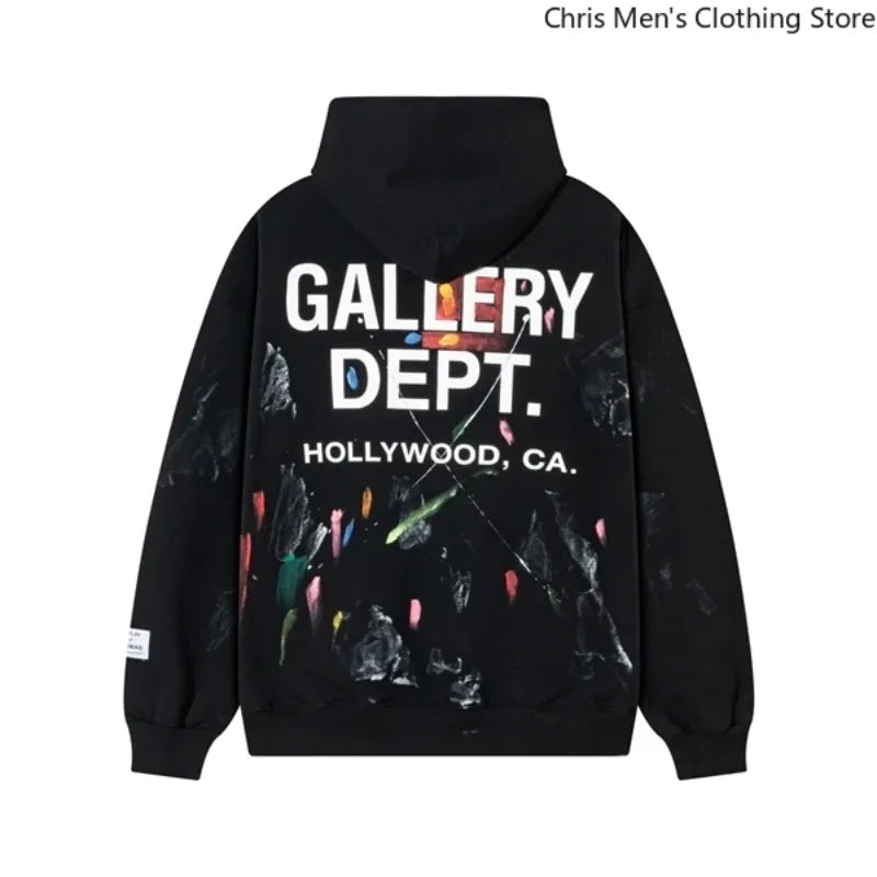 Autumn Trendy Men's Long Sleeve Thermal Hoodie Streetwear New High Street Loose Fleece Hoodie Letter Print Casual Sweatshirt BAZAARHUBO