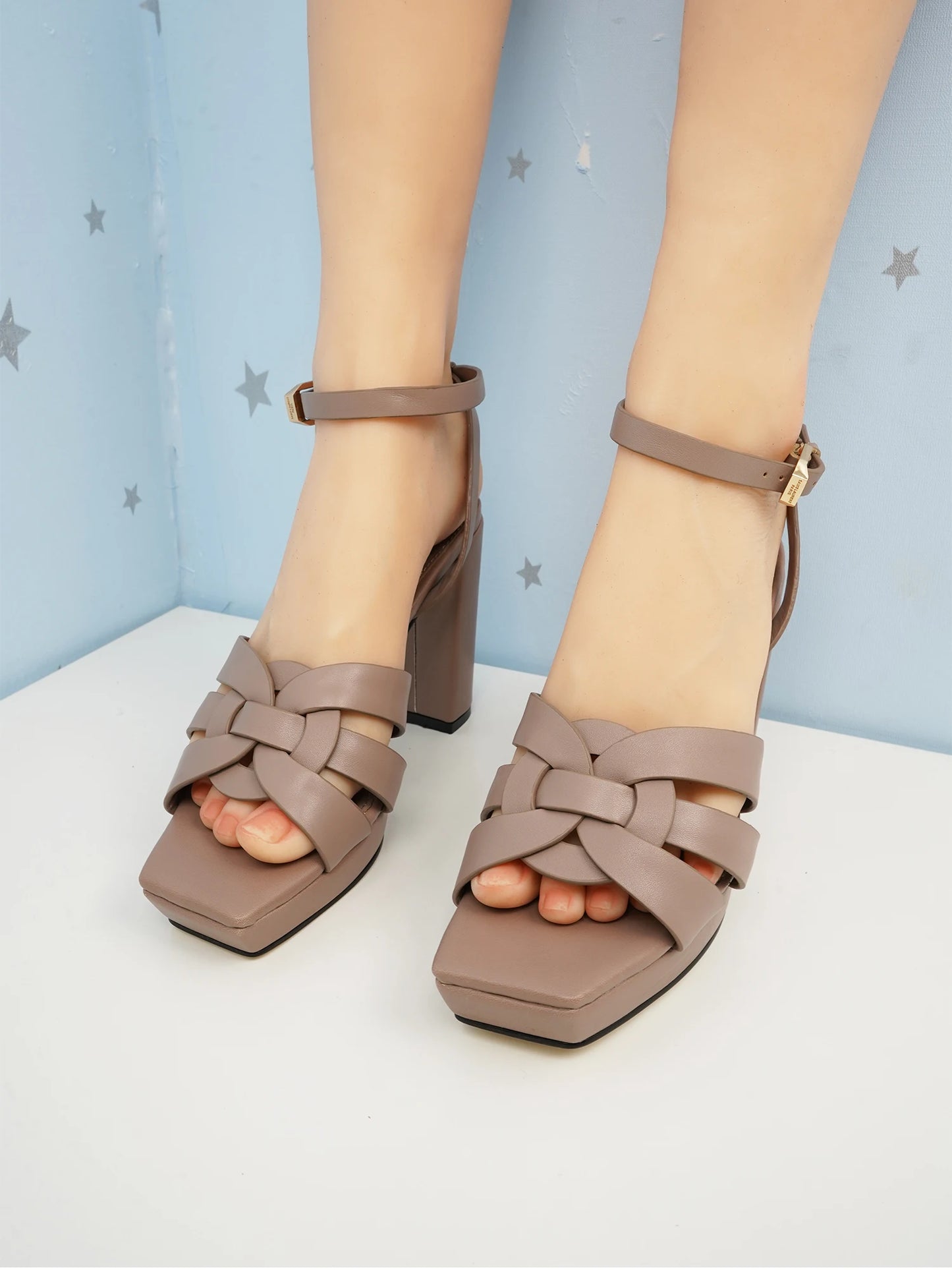 Size 35-44: Summer Elegant Sandals, Genuine Leather Square Head, Open Toe Style Banquet Shoes, 10CM Sexy High Heels