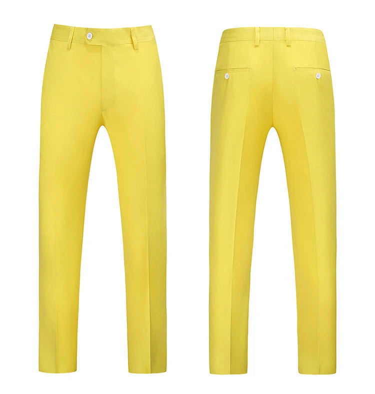 British Style Solid High Waist Trousers Men Formal Trousers High Quality Slim Fit Business Casual Suit Pants Groom Wedding Dress