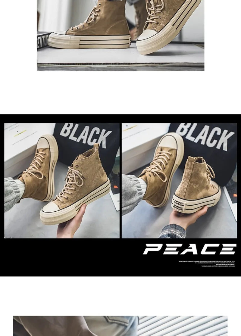 Couple Sneakers Classics Denim Canvas Shoes Fashion High Top Casual Shoes Platform Vulcanized Shoes for Men Lace Up Ankle Boots