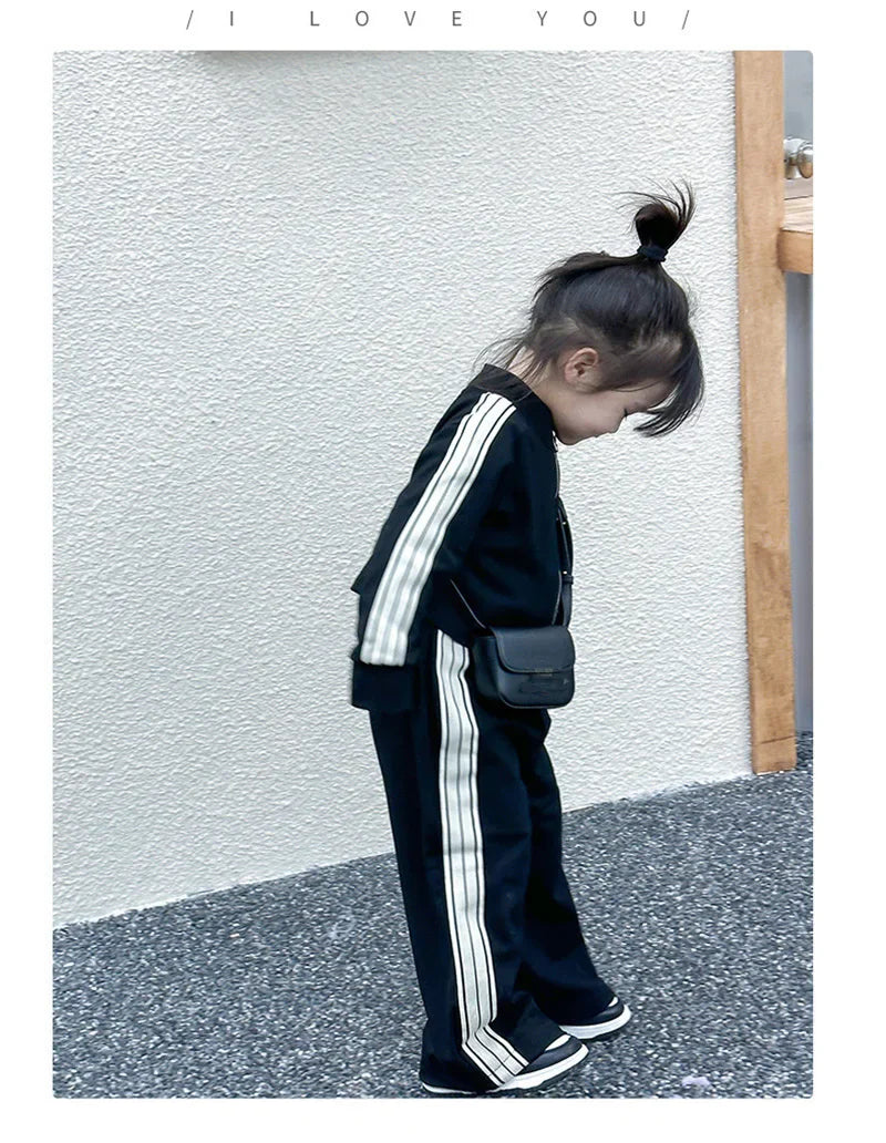 Girls Fashion Casual Sets Children Spring Autumn Sports Suits Kids Long-sleeved Jacket+Pants 2Pcs Outfits New Trend Clothes