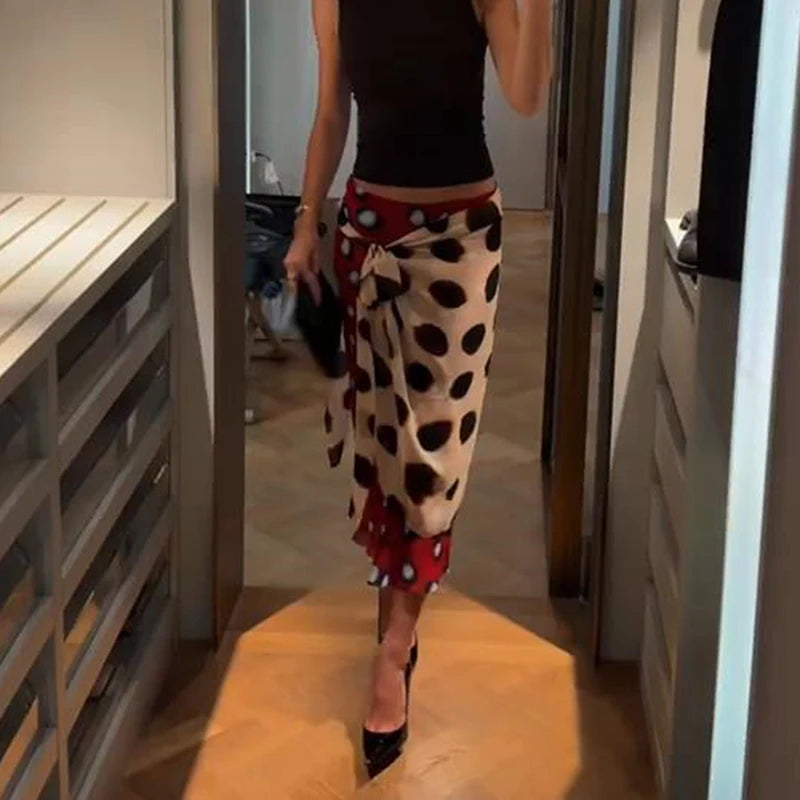 Fashion Leopard Fringed Patchwork Women's Skirts Irregular Double-Sided Lady Mini Skirts 2026 Summer Chic New Female Streetwear