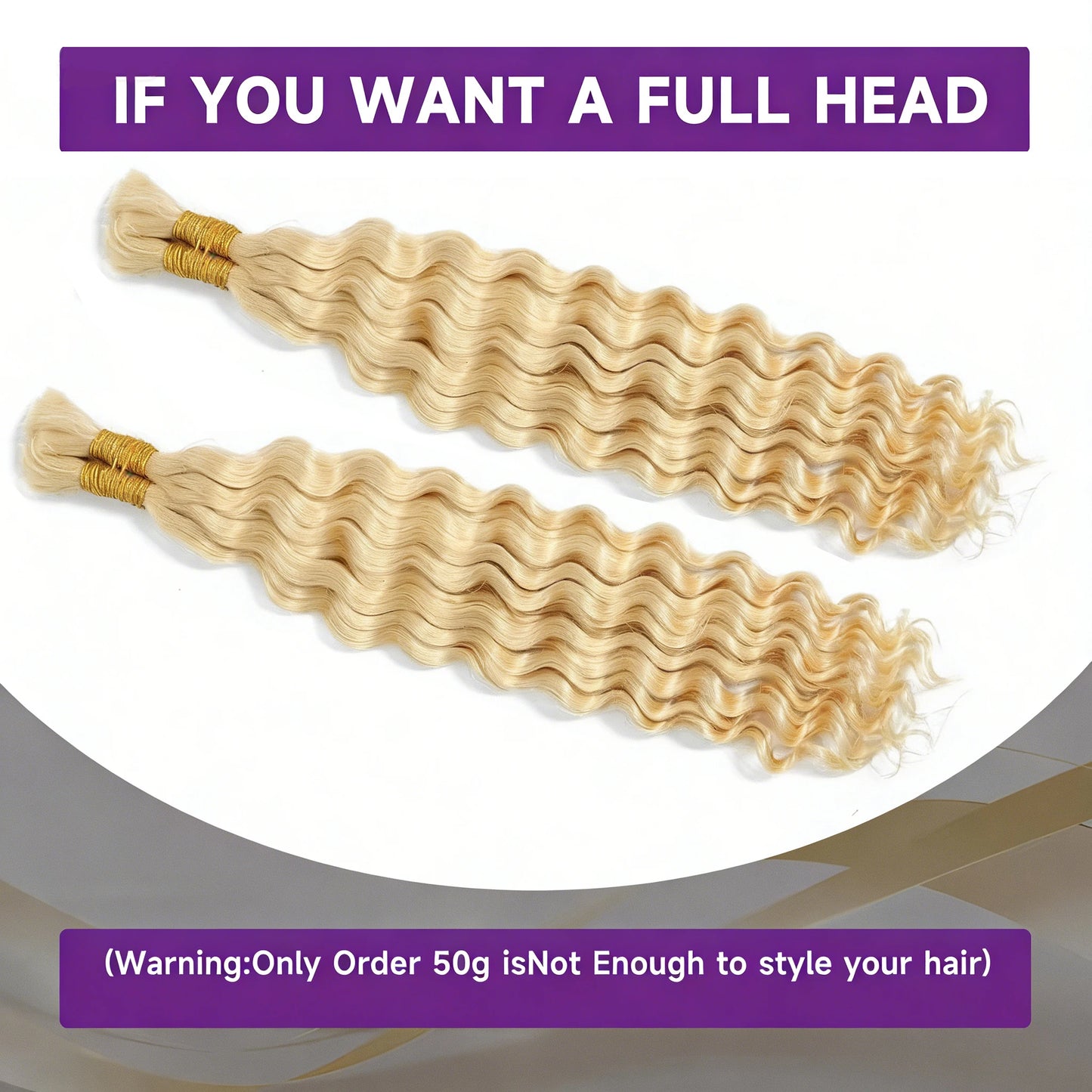 613 Blonde Deep Wave Bulk Braiding Hair 100% Human Hair No Weft Human Hair For Braiding Extensions 16-26 Inch For Woman 50G/Pack