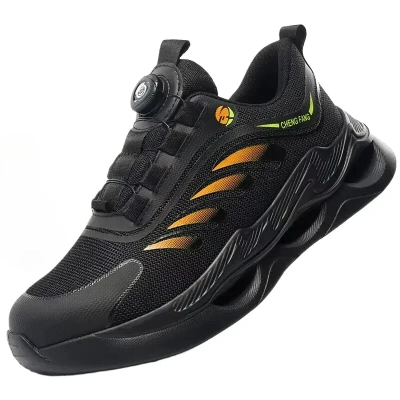 New Men's Safety Shoes Work Boots Rotary Buckle Safety Boots Anti-smash Steel Toe Shoes Sneakers Puncture-Proof Men Boots Botas