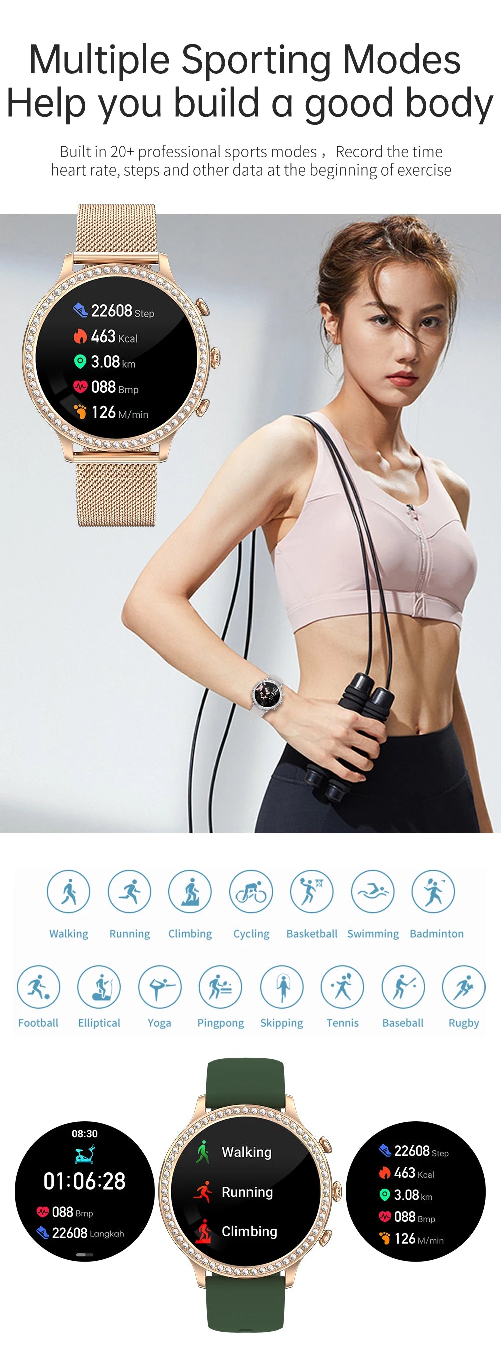SmartWatch Women Bluetooth Call Smart Watches HD Large Screen Watches Multi-sport Mode Heart Rate Monitoring Strong Battery Life