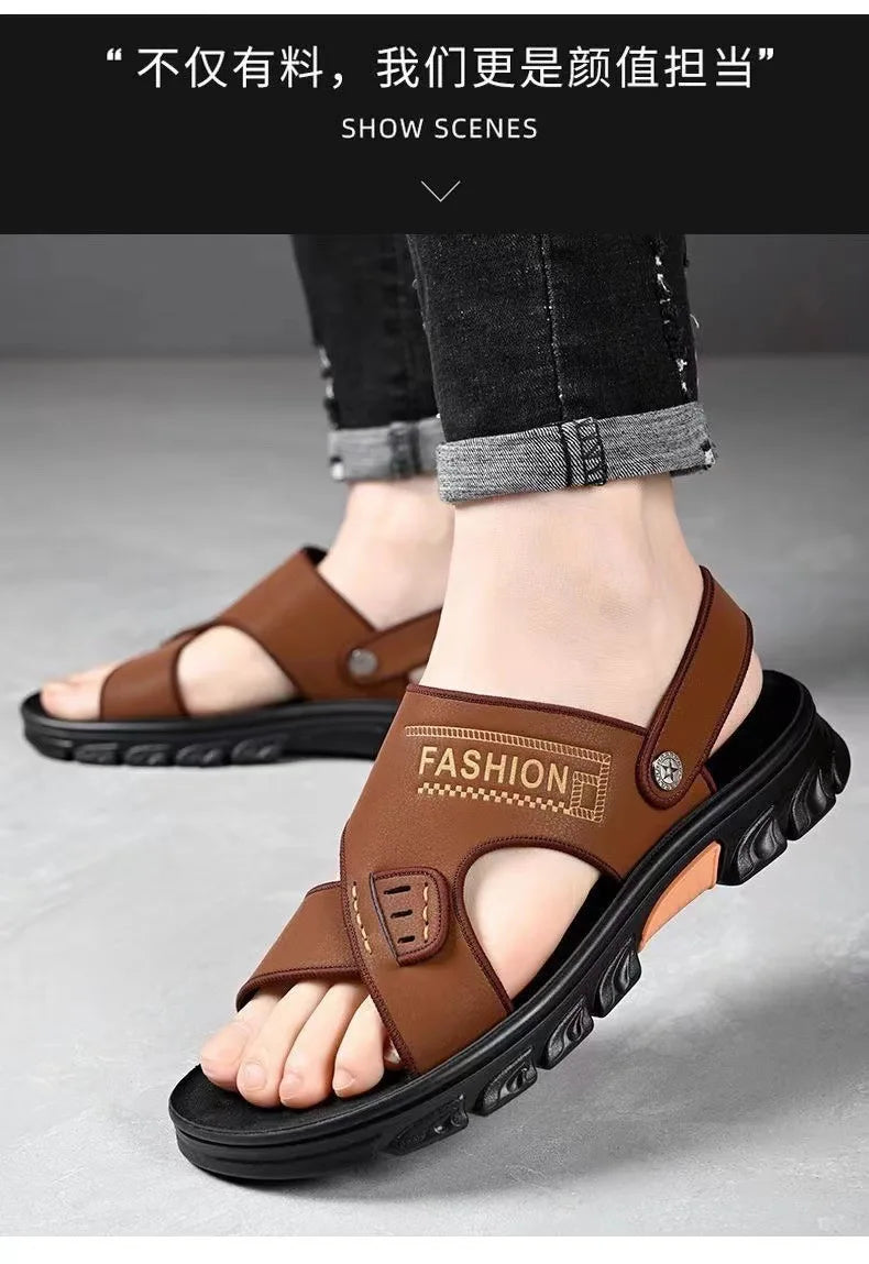 Men's sandals summer non-slip beach shoes casual wear cool slippers men's thick soles