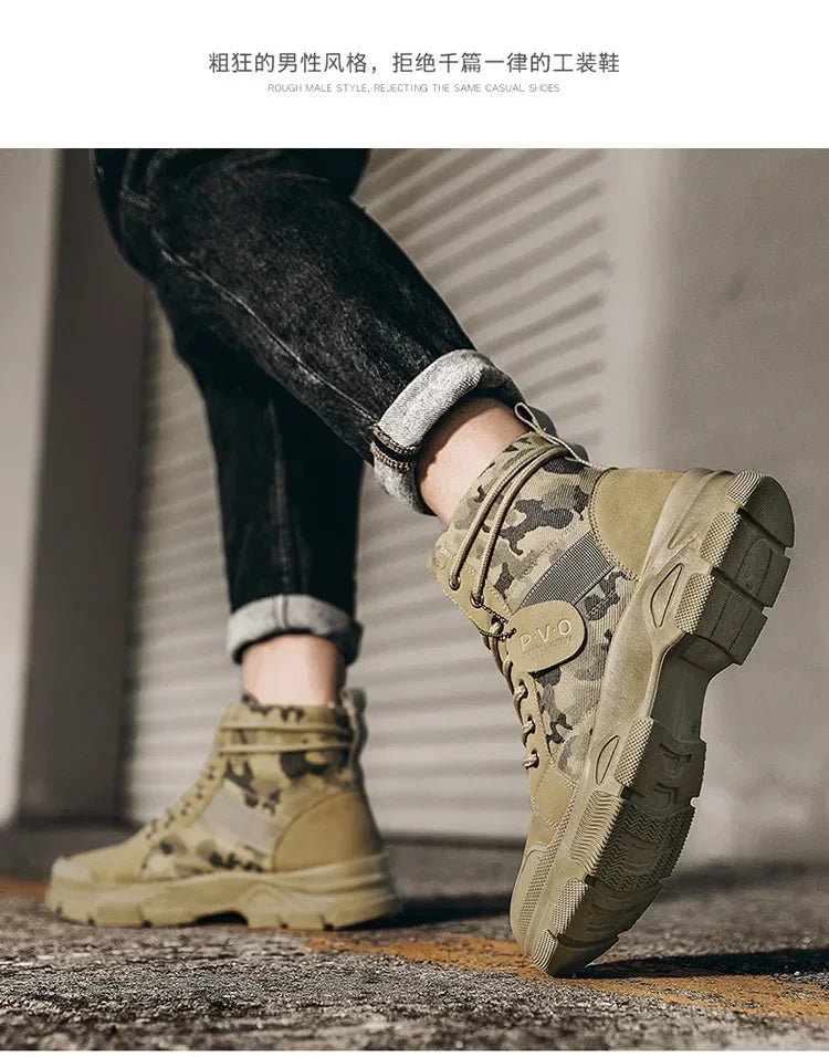 2024 New Men Military Tactical Men's Boots Special Force PU Leather Waterproof Desert Combat Ankle Boot Army Work Men Shoes EVA
