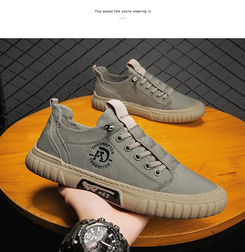Trend Canvas Men's Shoes Breathable Green Casual Shoes for Men Comfor All-match Sneakers Ice Silk Cloth Men Walking Tennis Shoes