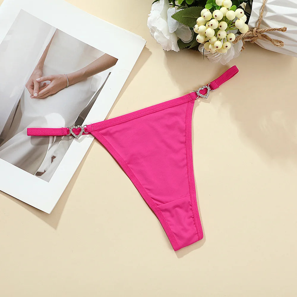 New Women Sexy Thongs Fashion Low Rise Ladies G-string Heart Decoration Sexy Intimate Lingerie T-Back New Cotton Crotch Panties