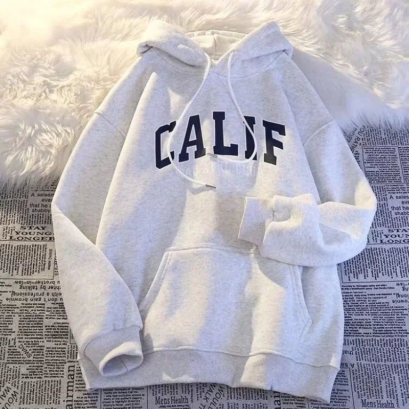 Women Hoodies Oversized Drop shoulder Fashion Loose Fleece Autumn Winter Printed Letter Pullover Aesthetic Sweatshirts 2025 New