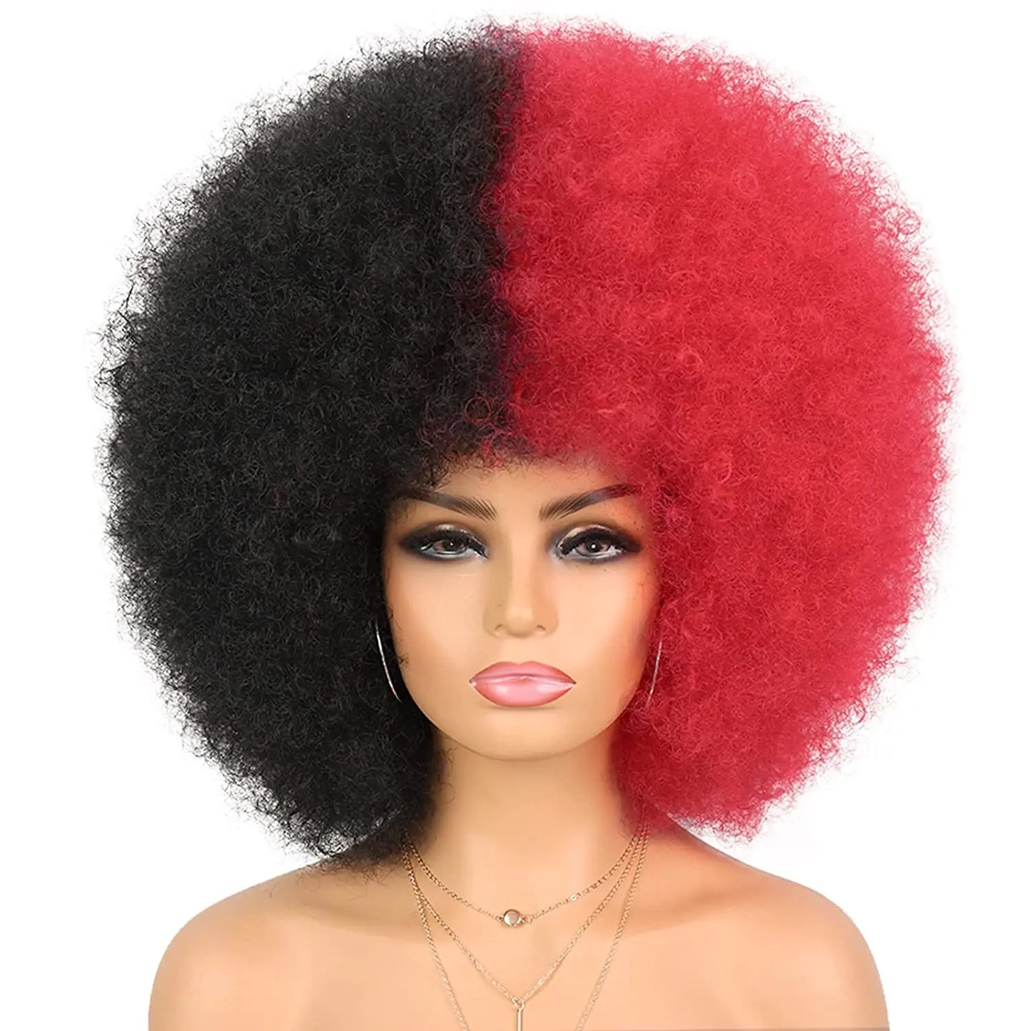 Synthetic 70s Afro Curly Wigs for Black Women Glueless Wear Soft Black Large Bouncy Natural Looking Full for Daily Party Use