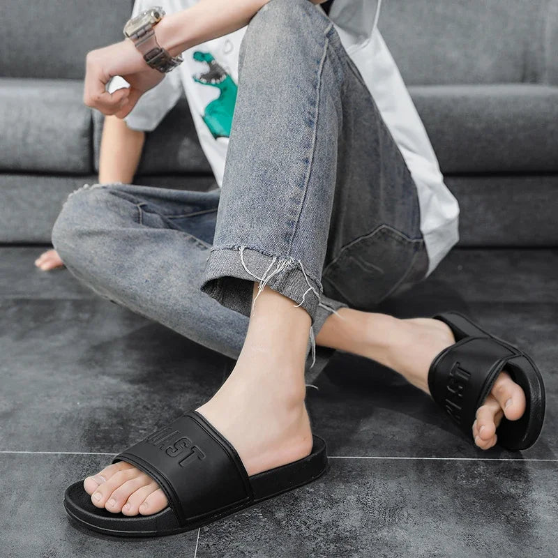 Summer Men Slippers Indoor Home Slides Bathroom Shoes Outdoor Garden Shoes Massage Clogs Male Beach Slippers Flip-Flops Mules 48
