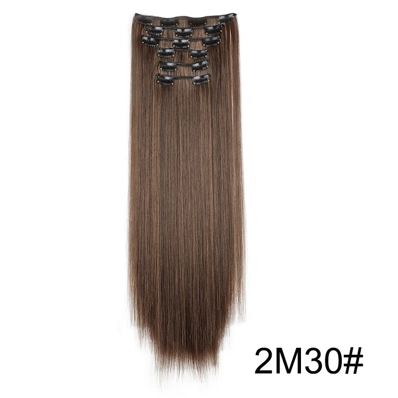 WIGSIN Synthetic 6pcs/set Long Straight Clip-in Hair Extension Invisible Seamless Extension Black Brown Hairpiece for Women