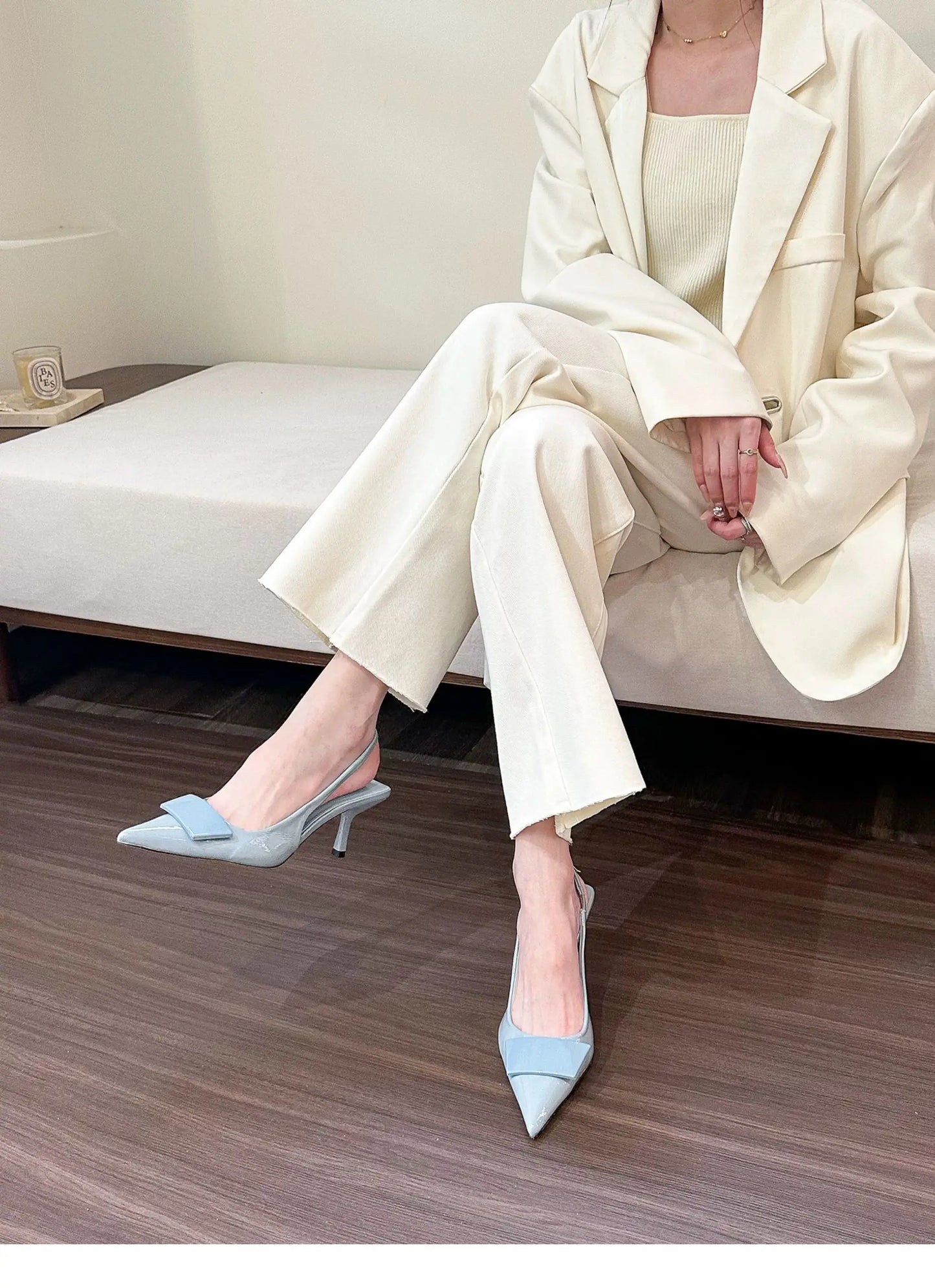 Womens Leather Slippers High Heels Shoes Party Pumps Woman Summer Sandals Women High Heel Slingback Sandal Shoes