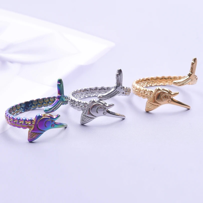 Fashion 5pcs/lot Marine Jewelry Sea Animals Conch Starfish Shell Rings Stainless Steel Rings Jellyfish Scallop Oceans Women Gift