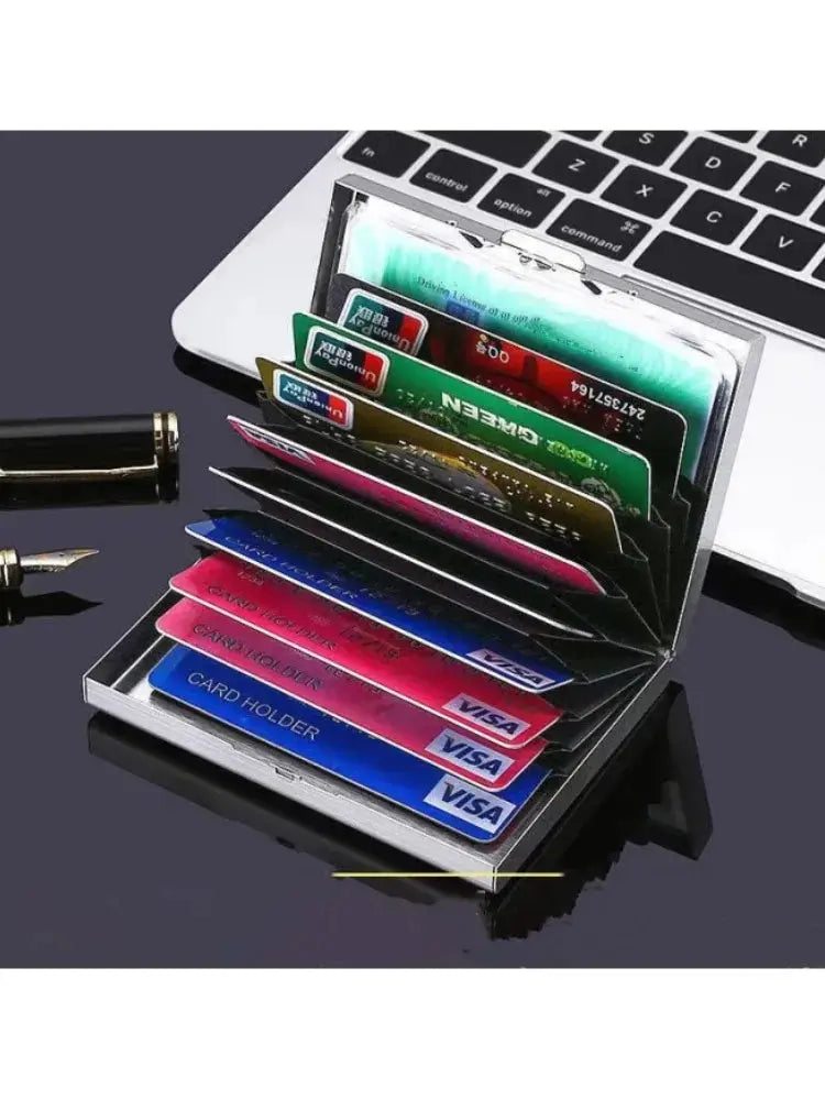 10 Slots Stainless Credit Card Holder Men Slim Anti RFID Travel ID Cardholder Debit Box Women Wallet Metal Case Porte Carte