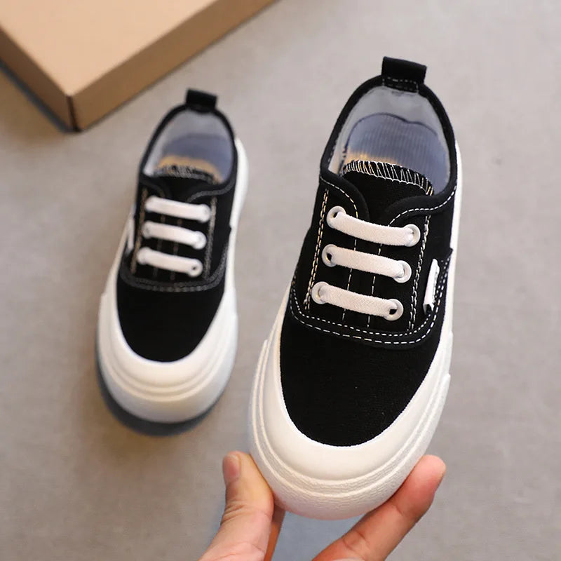 Children Sport Canvas Shoes Boys Casual Shoes Girls Soft Sole One-legged Cloth Fashion Student Single Shoes Flats