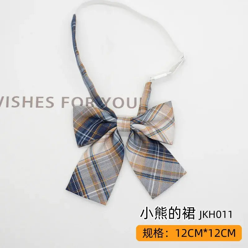 Trendy JK Ties Bowtie Women College Student Collar Neckwear Daily Shirt Accessories Cotton Plaid Bowknot Lolita Girls Lazy-tie BAZAARHUBO