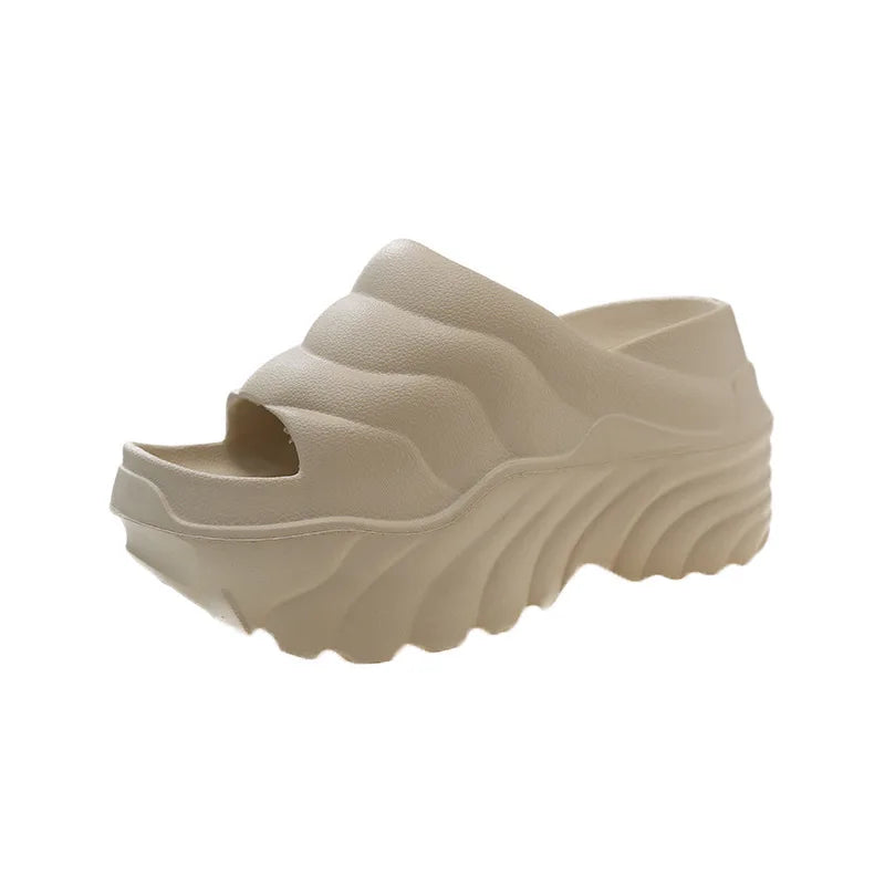 Women 10cm Increased Wedges Slippers 2024 Summer Breathable Casual Platform Slides Shoes for Women Light Slip on Female Sandals