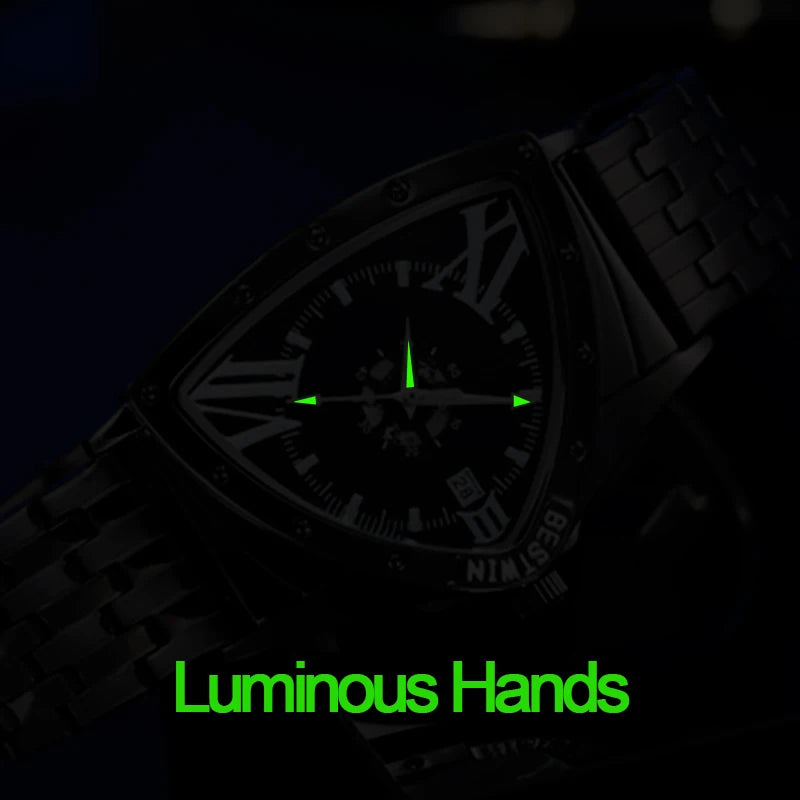 Golden Triangle Men Quartz Watch Unique Design Luxury Watches For Male Clock Sports Waterproof Men Wrist Watches Stainless Steel