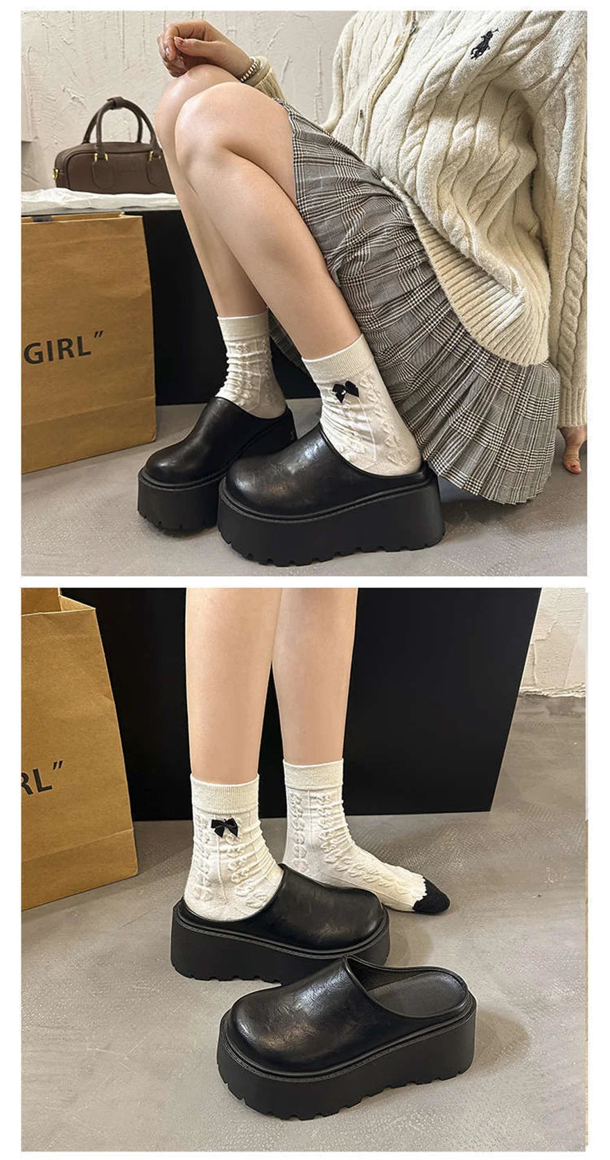 Sandals Summer 2026 New Women Slippers Baotou Platform Trend High Heels Ladies Shoes Pumps Black Soft Leather Thick Slides Mujer