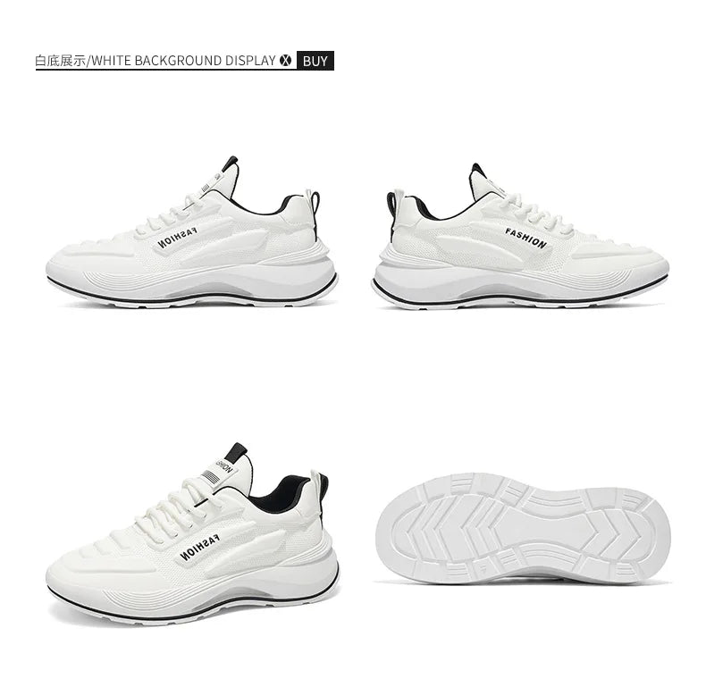 Summer 2026 Men's Thick Sole Sneakers Breathable Casual Running Shoes Streetwear Lightweight Trendy Footwear