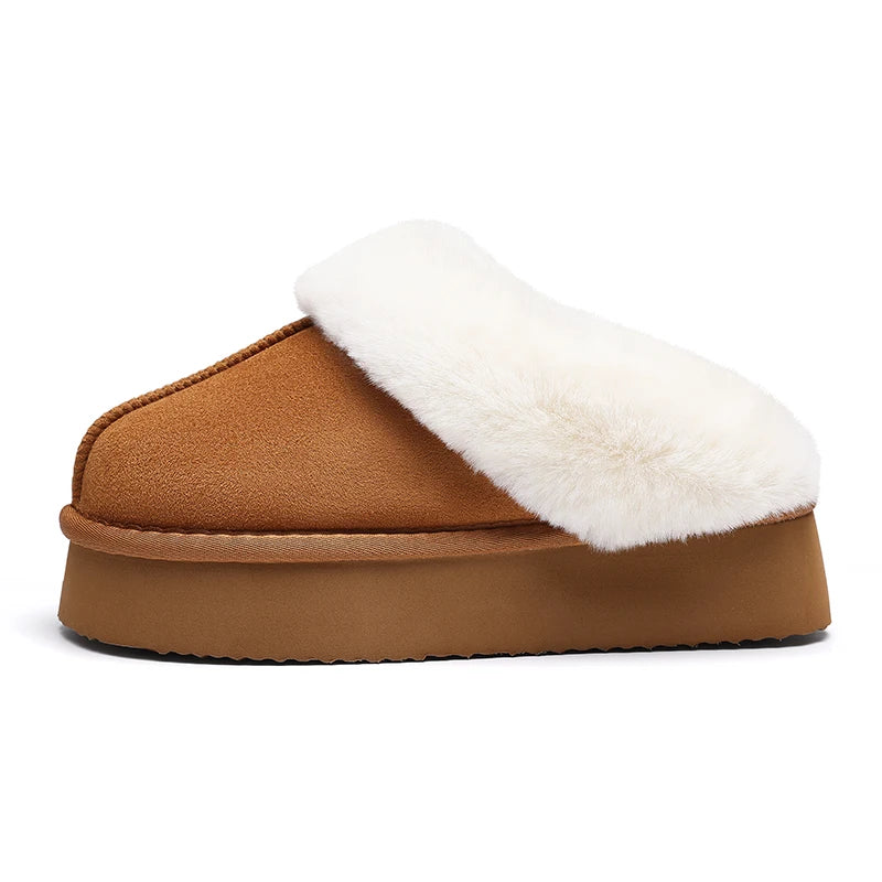 Smile Winter Fluffy Women Fuzzy Slippers Warm Short Plush Non-slip Cozy Soft Cotton Slippers  Indoor Fleece Lined Fur Slippers